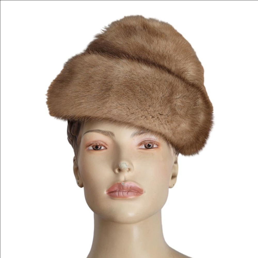 Vintage Brown Mink Fur Hat One Size